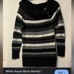 White House Black Market Off-the-Shoulder Striped Sweater - Black and Gray